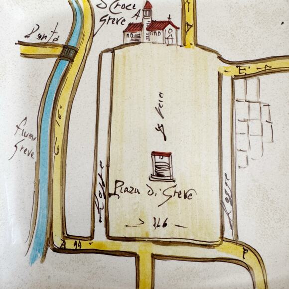 Ceramica Geometrie Tuscan Ceramic Hand Painted Plate of Map - Picture 8 of 9